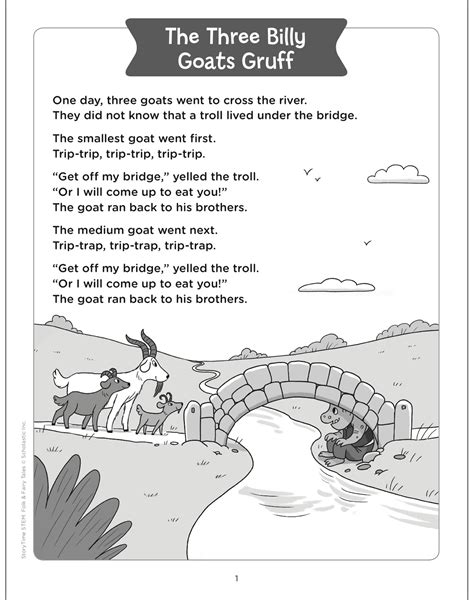 The Three Billy Goats Gruff Printable Story
